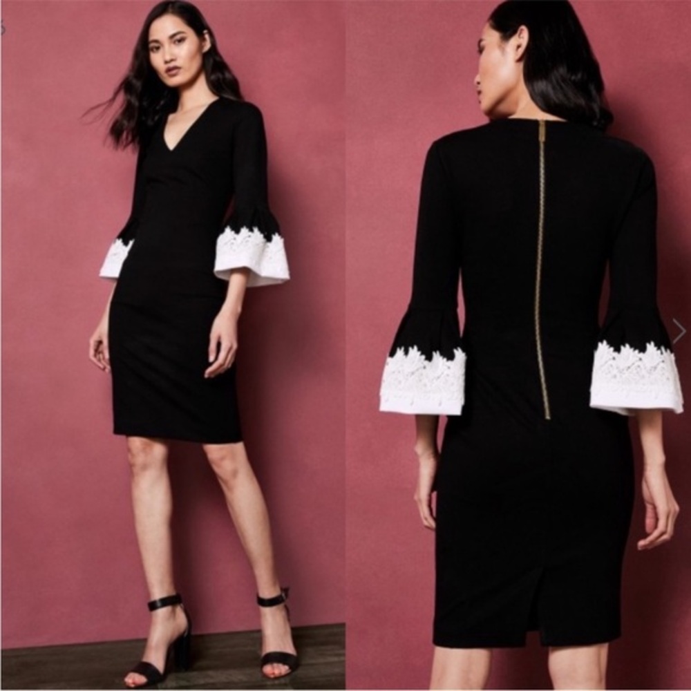 Ted Baker Dress Rastrel Mini Lace Flare Sleeve in Black